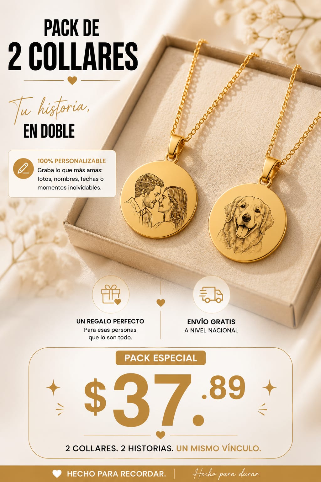 PACK 2 COLLARES CON FOTOGRABADO