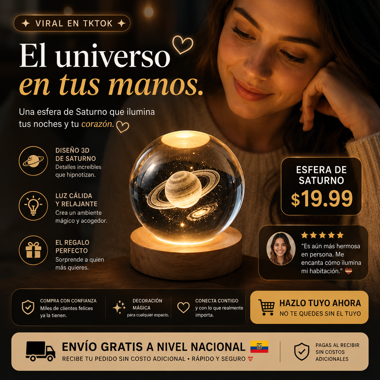 LAMPARA ESFERA SATURNO 🌌